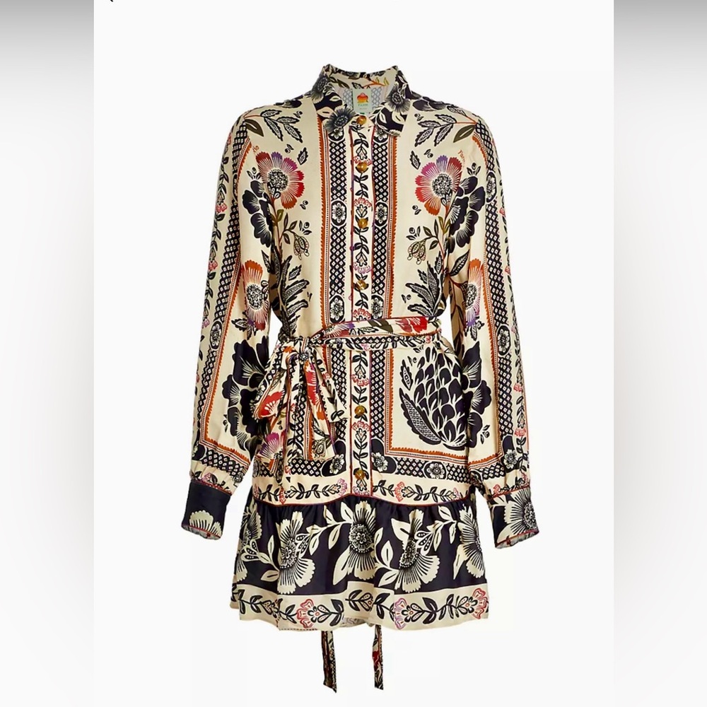 Farm Rio Tiered Belted Floral Mini Dress